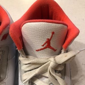 Jordan 3 Retro White, Crimson and Grey.  Size 5.5Y
